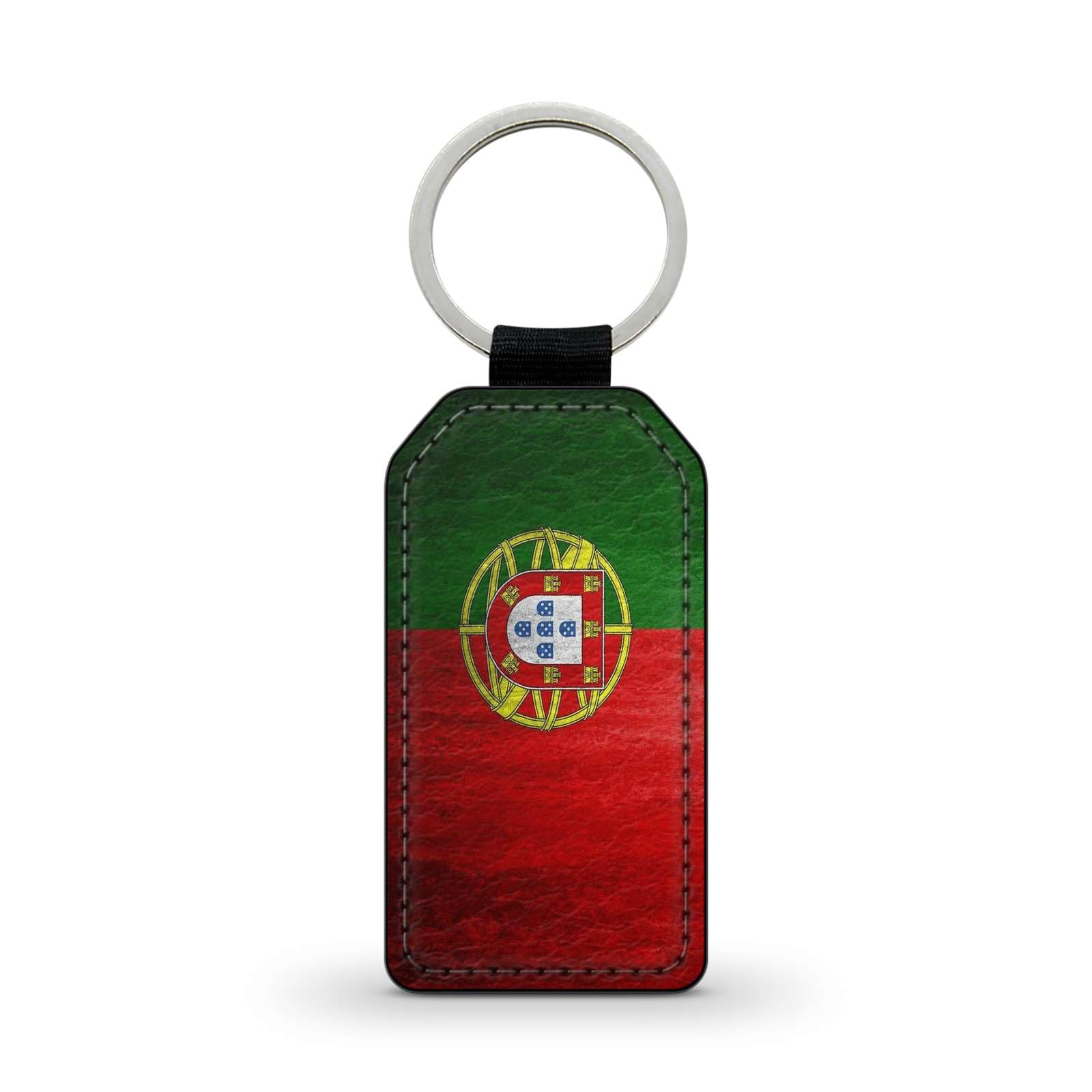 Porte-Clé Drapeau Portugal En Simili Cuir Noir - Dimensions 4,2x7,2cm | Cadeau Patriotique, Pratique