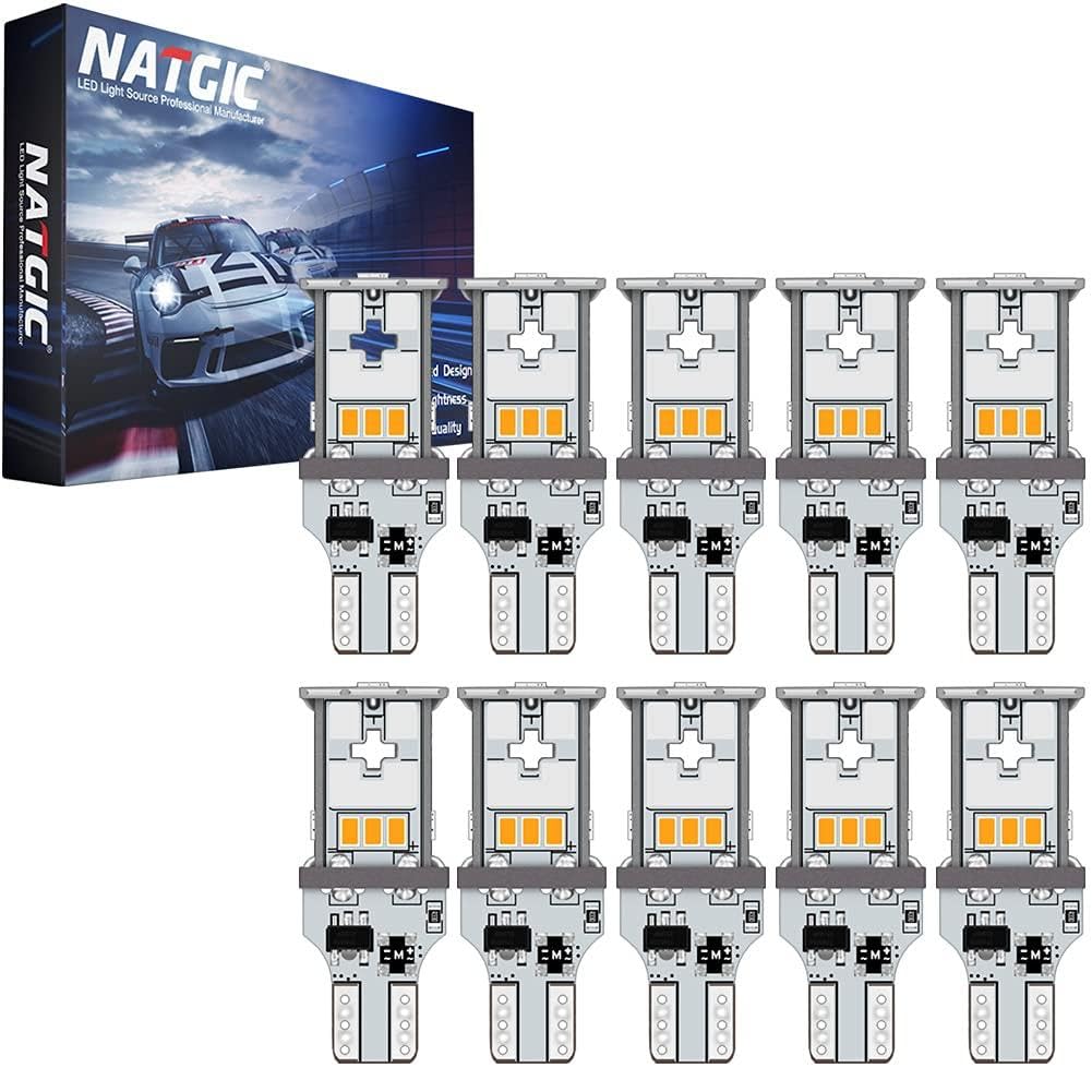 T15 W16W Lampadine LED Halogen Yellow 4300K 1800LM 10 pezzi 3020SMD Chipset CanBus Senza Errori per Luce Freno Auto Luce di Retromarcia Luce Parcheggio Lampadine per Esterni Auto - (10 Pezzi)