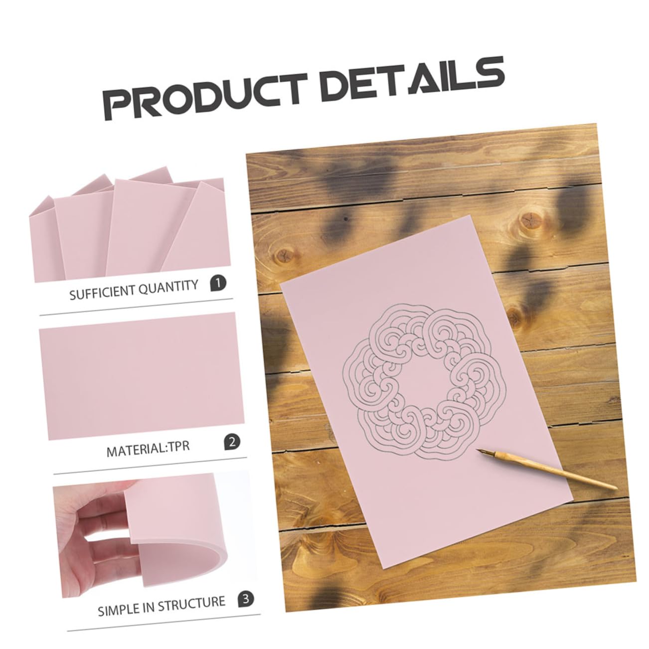 Selbstgemacht Gummistempelziegel aus Tpr, Rosa, 5 Stück für Handgravur