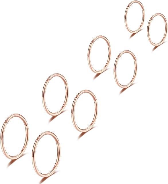 6-12Pcs 18g 20g Nose Rings for Women Men 316L Surgical Steel 16g Septum Ring Cute Tiny Cartilage Helix Conch Daith Tragus Earrings 6-16mm Set