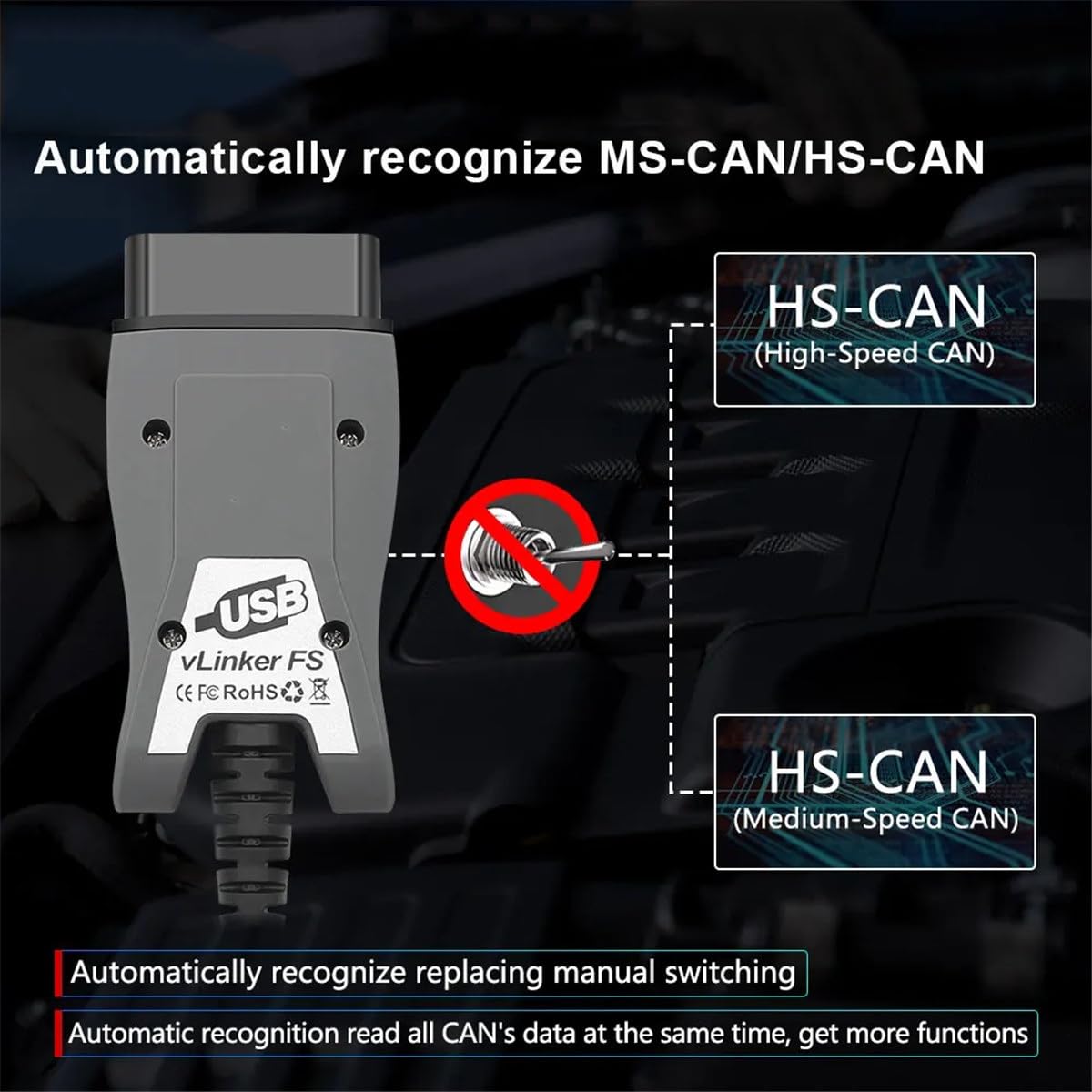 Escáner USB OBD2 compatible con Ford Mazda OBDII Scan MS-CAN/HS-CAN, herramientas de diagnóstico, escáneres automotrices