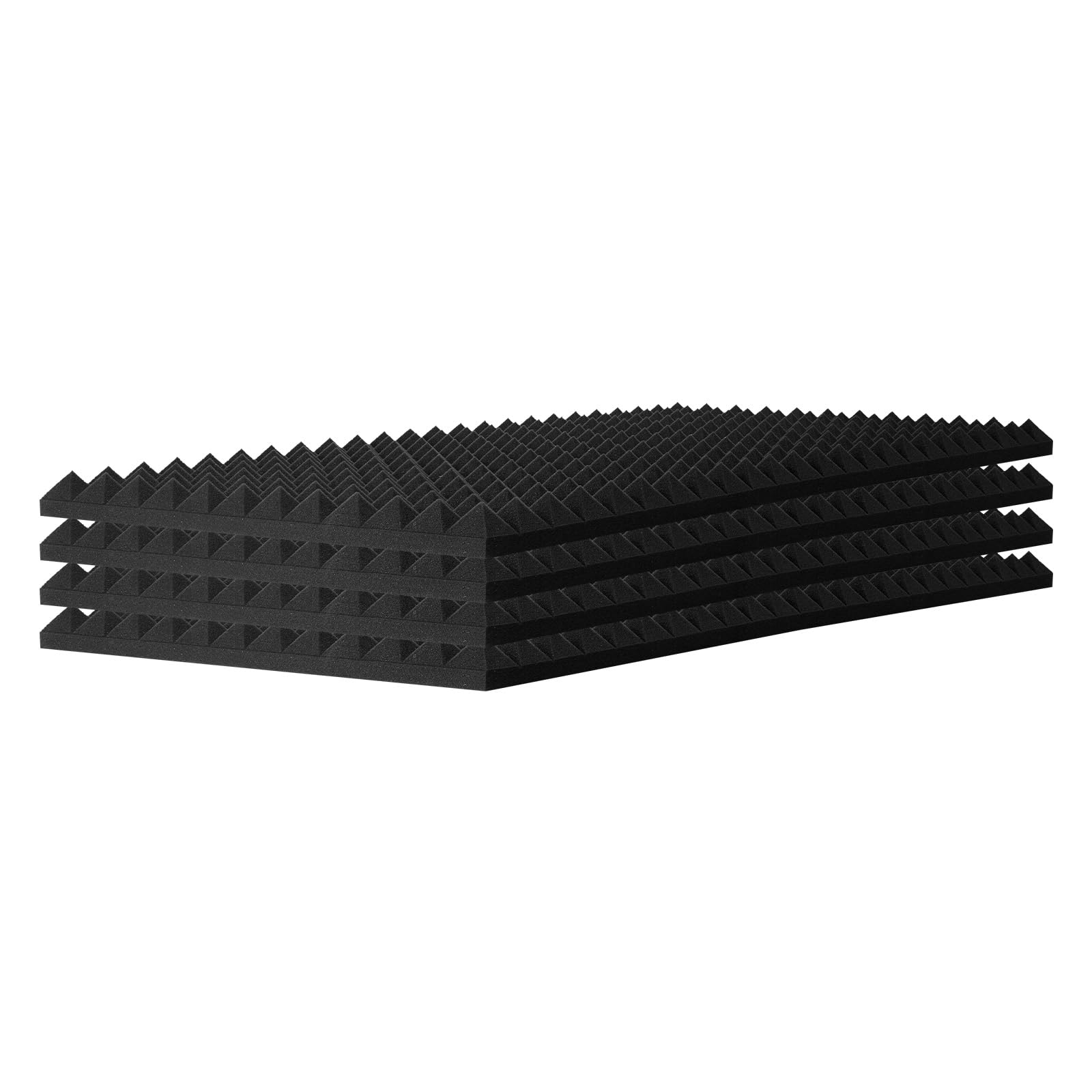 VEVOR Pannelli Acustici in Schiuma, Piramidali Adesivi per Pareti, Pannelli Fonoassorbenti Acustici, Pannelli Acustici per Pareti e Soffitti, 4 Pezzi, 1200 x 600 x 50 mm, Nero