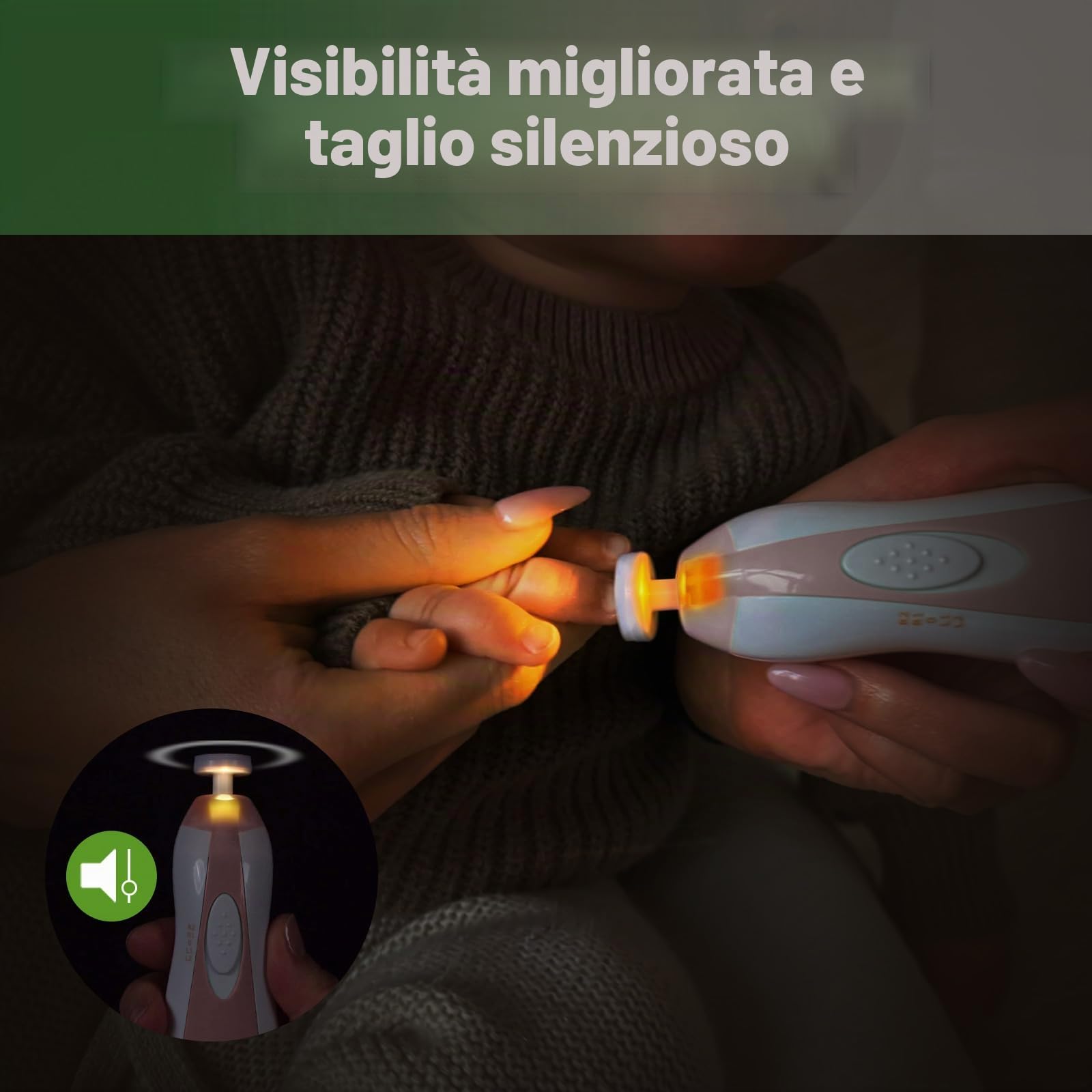 haakaa Tagliaunghie Neonato, Multifunzione Tagliaunghie Bambini Set, Tagliaunghie Elettrico Lima Unghie per Bambini, 6 in 1, con LED Light