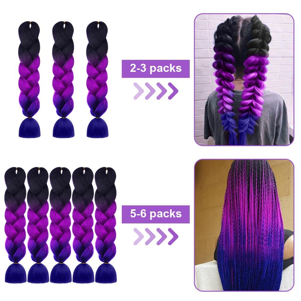 AUYAO Braiding Hair Extensions, 3Pcs Gradient Braid Hair Extension, Jumbo Braids Hair Extension Synthetic Wig - Image 4