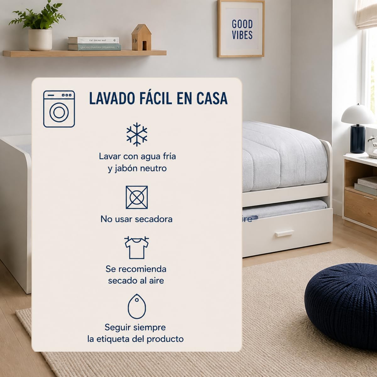 Lanovenanube - Edredón Ajustable Raya Cama 90 - Color Gris