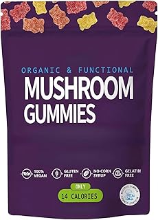 Gummies aux champignons biologiques et fonctionnelles - Améliorent la cognition, soulagent le stress, équilibrent l'énergie - Végétaliens et sans sucre