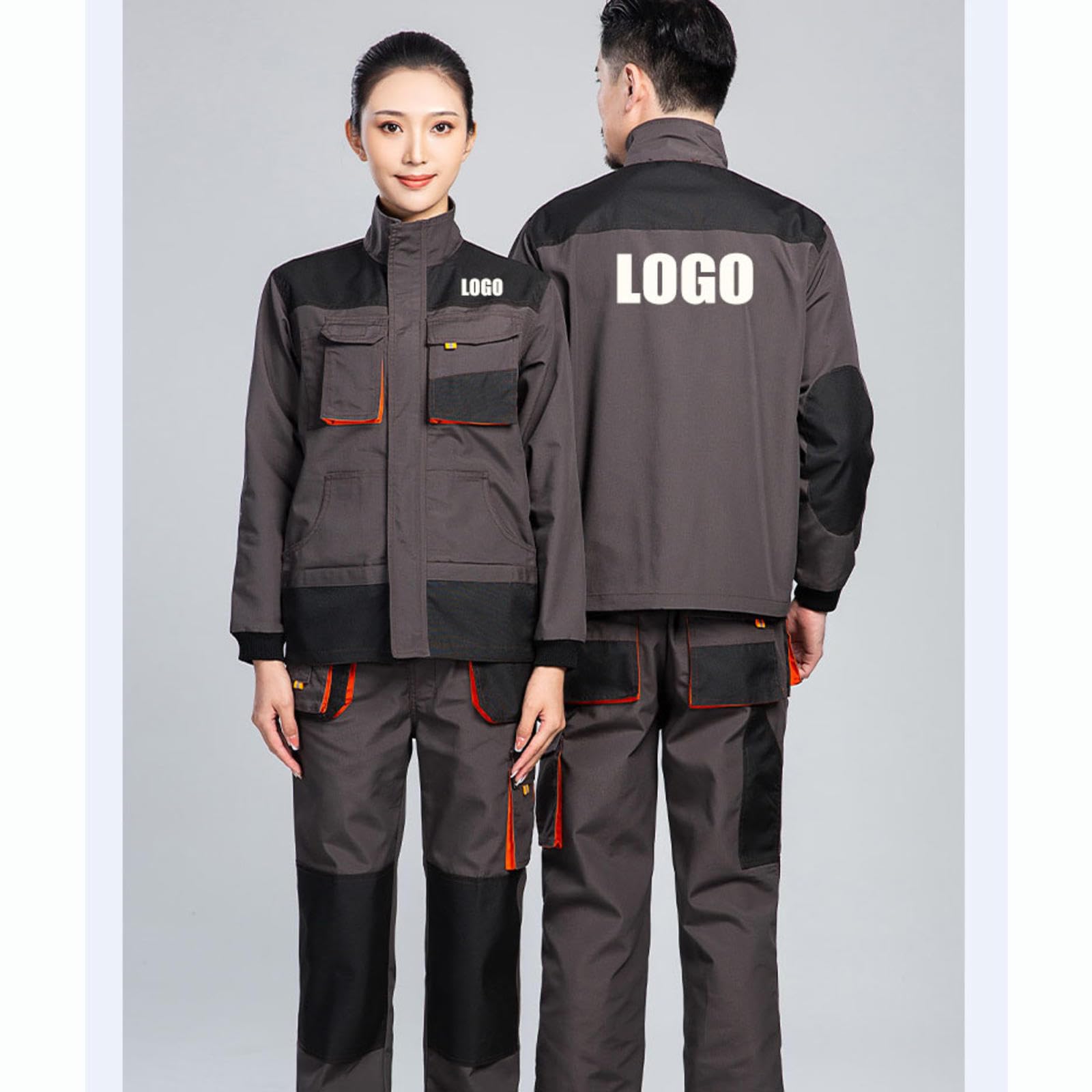 Logo Personnalisé Vêtements De Travail Ateliers Mécaniques Multi-Poches Manteau Personnalisé Ensemble De Pantalons Pochettes À Outils Tissu Durable Ingénieurs Techniciens