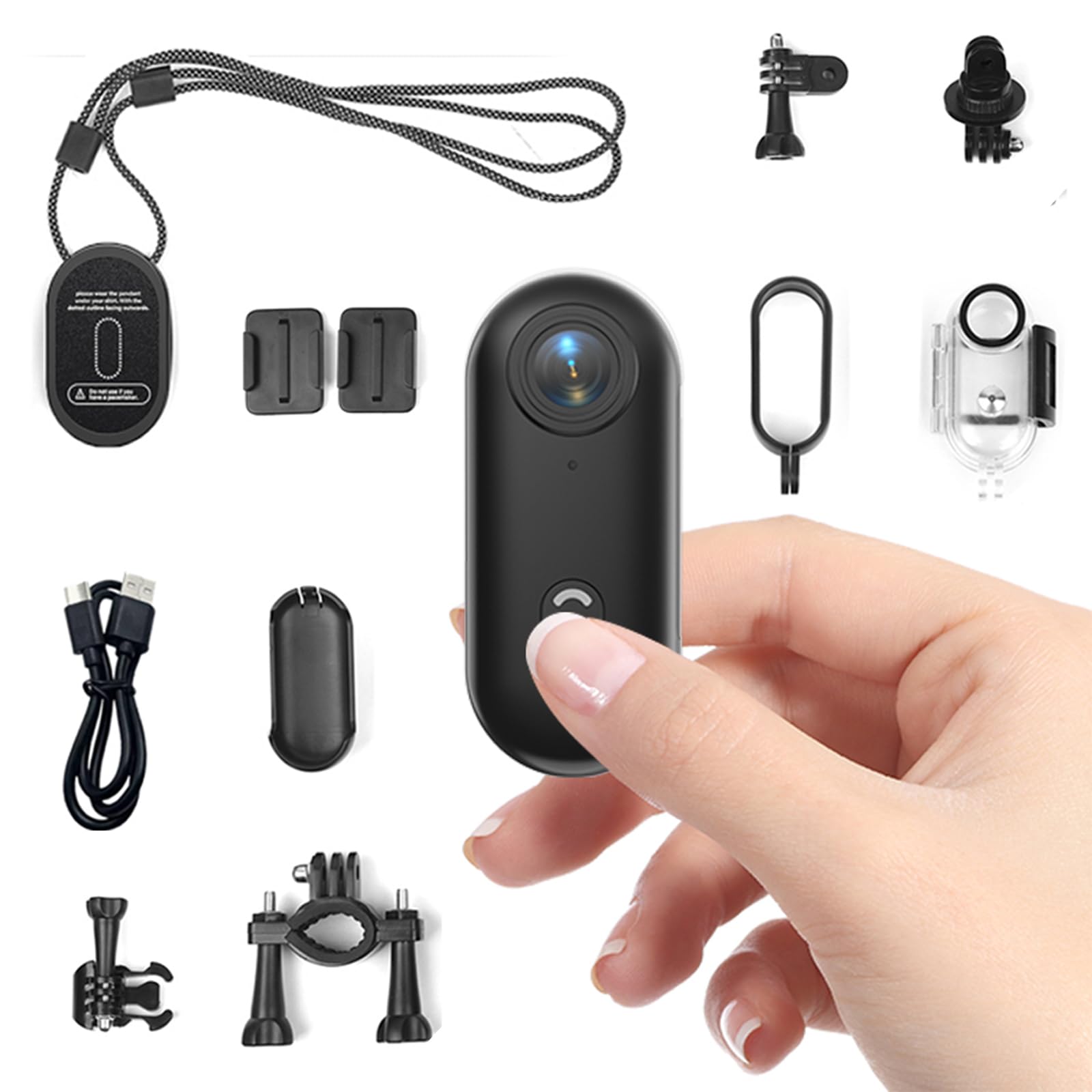 Zeerkeer - Mini Cámara de Acción con Lente Gran Angular de 120°, 1080p, Cámara Deportiva con Cordón Magnético, Clip de 360°, para Casco, Bicicleta, Motocicleta, Deporte al Aire Libre