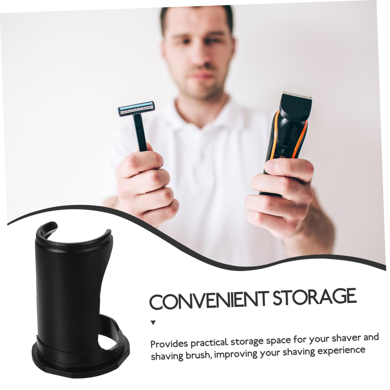 HAPINARY 2pcs Beard Brush and Razor Holder Stand Compact Travel Razor Organizer Sleek Shaver Storage Unit