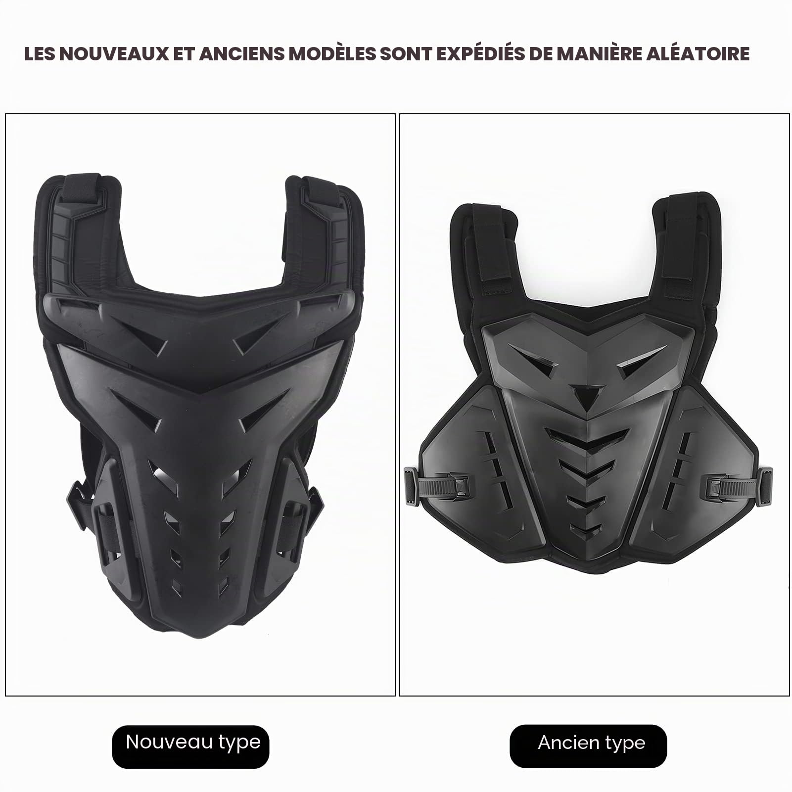 Akozon Gilet de protection de poitrine pour moto, résistant aux chocs, respirant, Protection de la poitrine et du dos pour les Sports de plein air (noir)