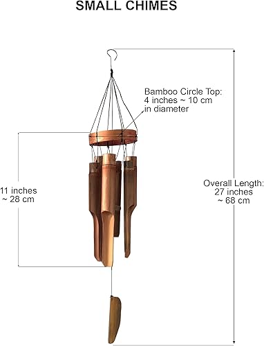Miniatura 3 de Campanillas de viento clásicas de bambú con parte superior circular, campanillas de viento de madera de madera al aire libre, sonido calmante de
