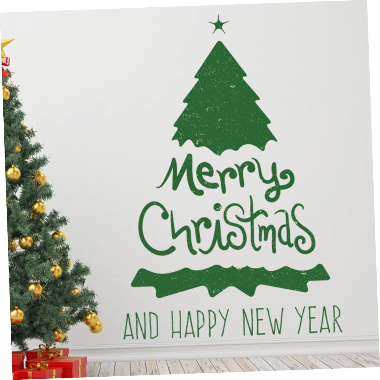PRETYZOOM 10 Blätter Wandtattoo Weihnachtsbaum Weihnachtsfeier Weihnachtsdekorationen Für Schlafzimmer Türaufkleber Für Weihnachten Fensteraufkleber Für Den Urlaub Weihnachtswand Green Pvc
