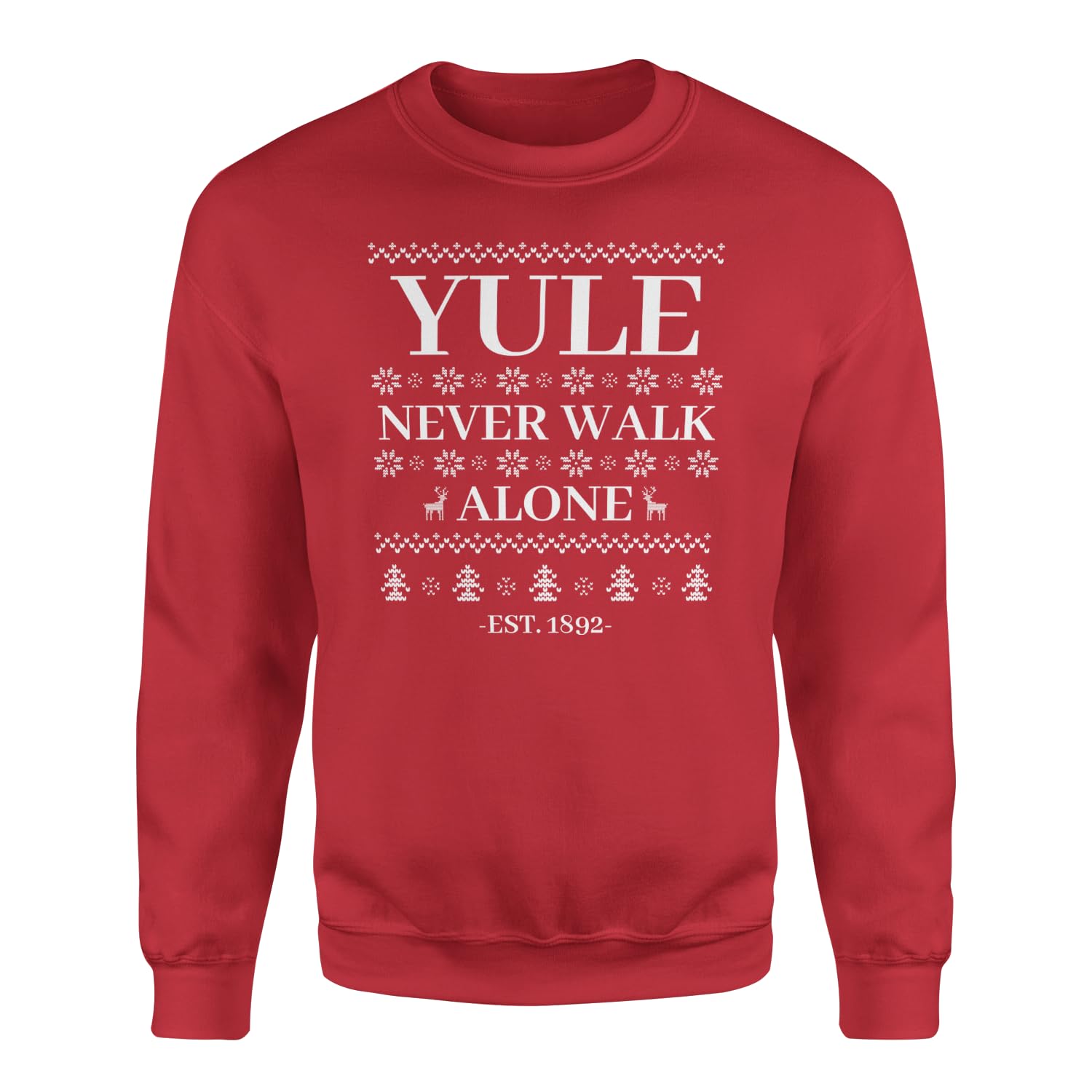 SmartyPants Yule Never Walk Alone Pullover Jumper - Christmas Fun Saying Winter Yule Celebration Festive Comfy Xmas Present Gift (3XL, Red)