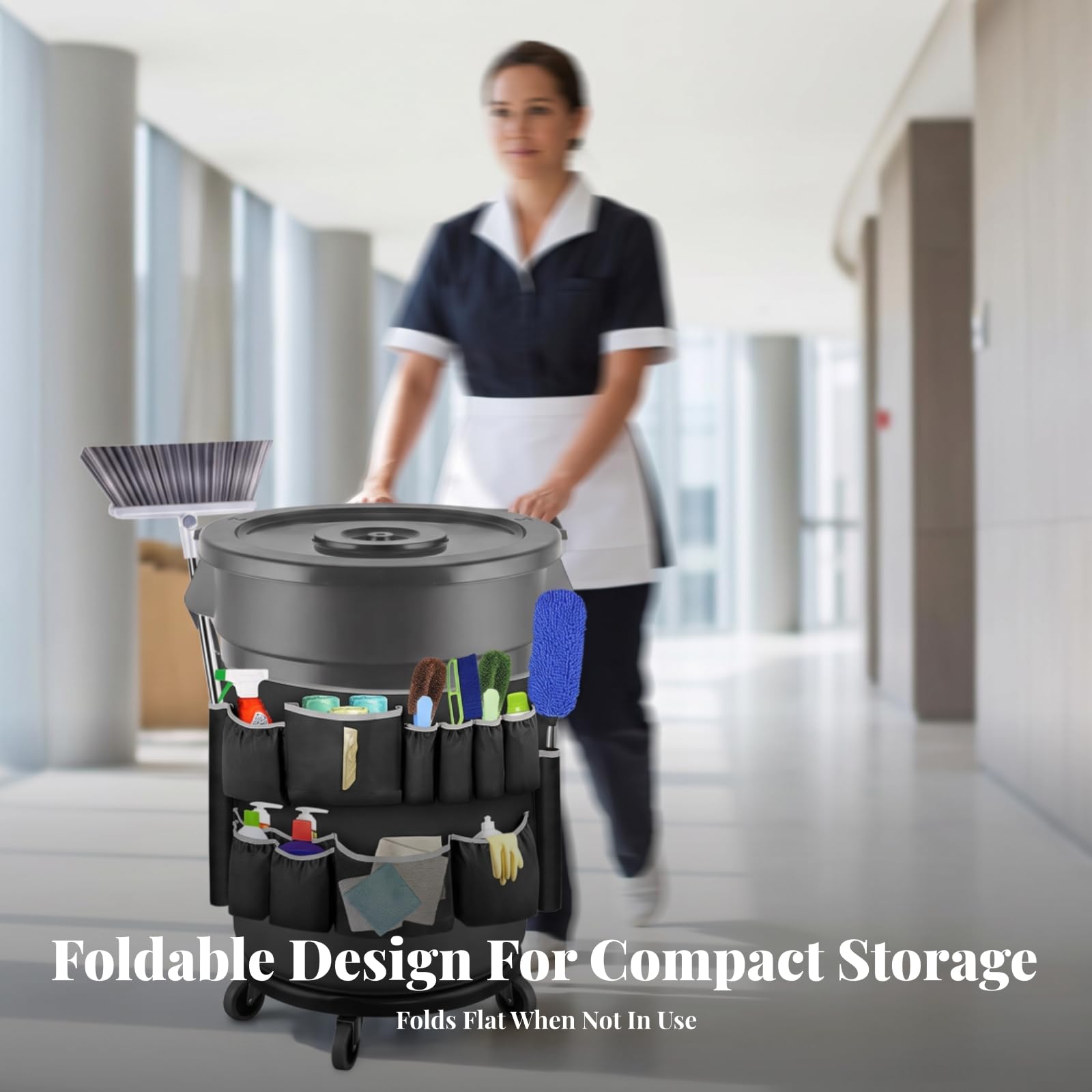 Organizador para Contenedor | Multibolsillo, Bolsa Organizadora con Bolsillos, Ligero, Cesta Colgante para Herramientas Limpieza, Garaje, Conserjes