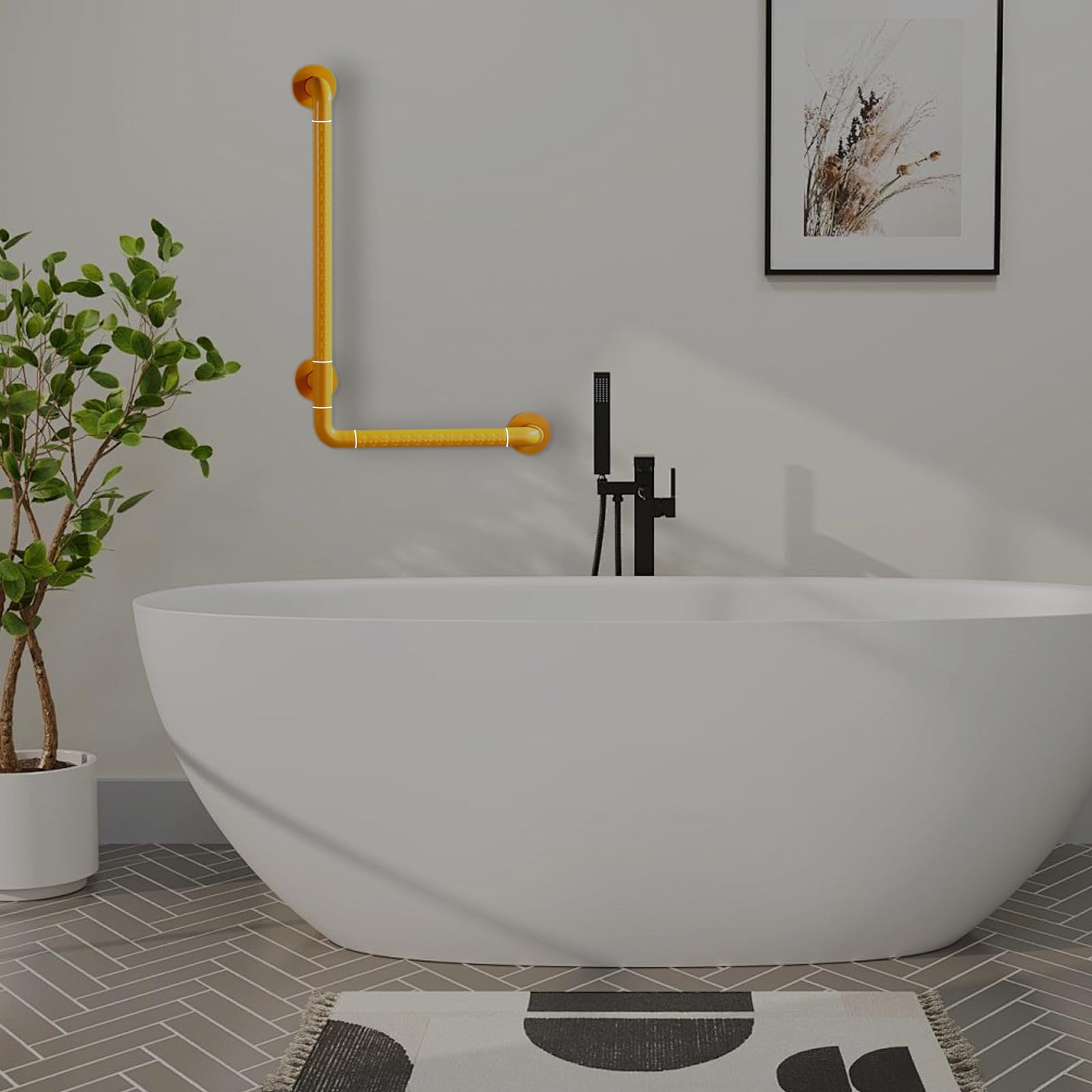 Maniglia di sicurezza a forma di L, in acciaio inox, antiscivolo, fosforescente, per bagno, vasca da bagno, scale, maniglia di supporto per anziani disabili