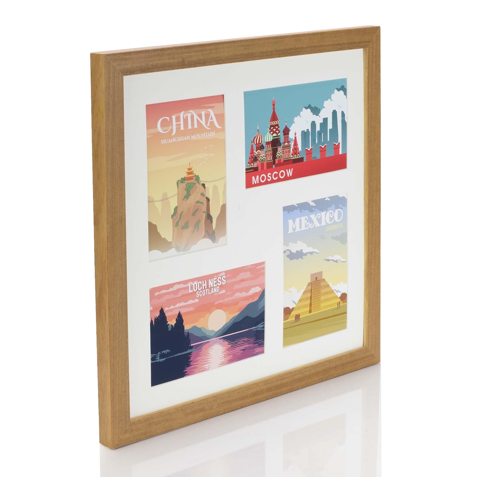 Boldon Framing Light Oak Multi Aperture Photo Picture Frames Holds 2, 3 Or 4 Photos Various Sizes And Colours-15X15 To Fit 4 7X5 Photos