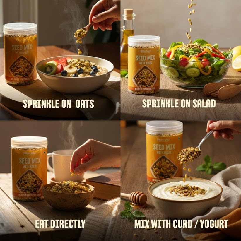 Image of Ratan Maa Pure, Simple & Healthy Roasted & Salted Seed Mix with Haldi | Crunchy Healthy Snack for Anytime Use | 400g | FBA