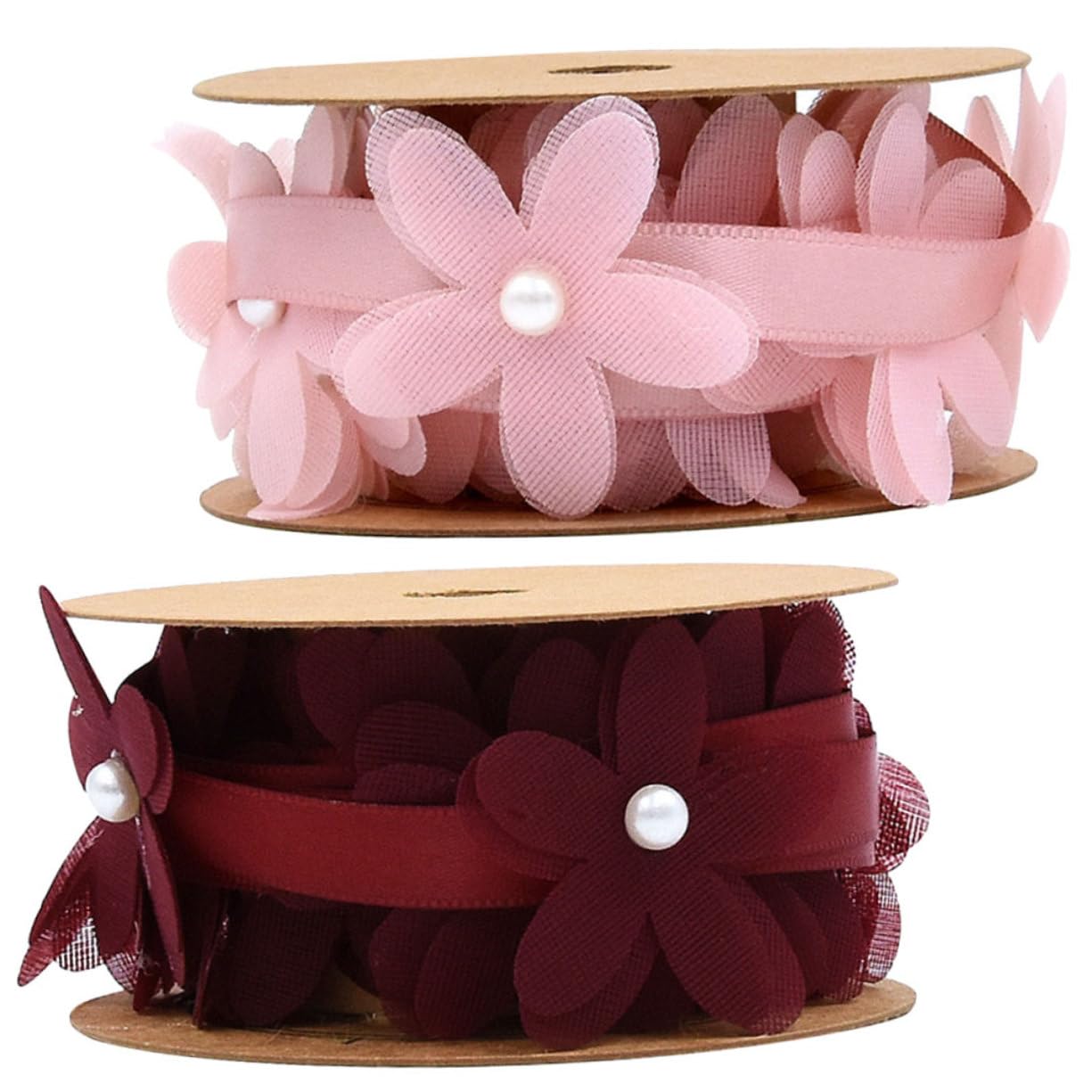 Abaodam 4rotoli Nastro Di Pizzo Per Decorazioni Di Nozze Di Raso e Fiori Per Fai Da Te e Crafting Rosa e Accessorio Elegante Per Eventi e Festività