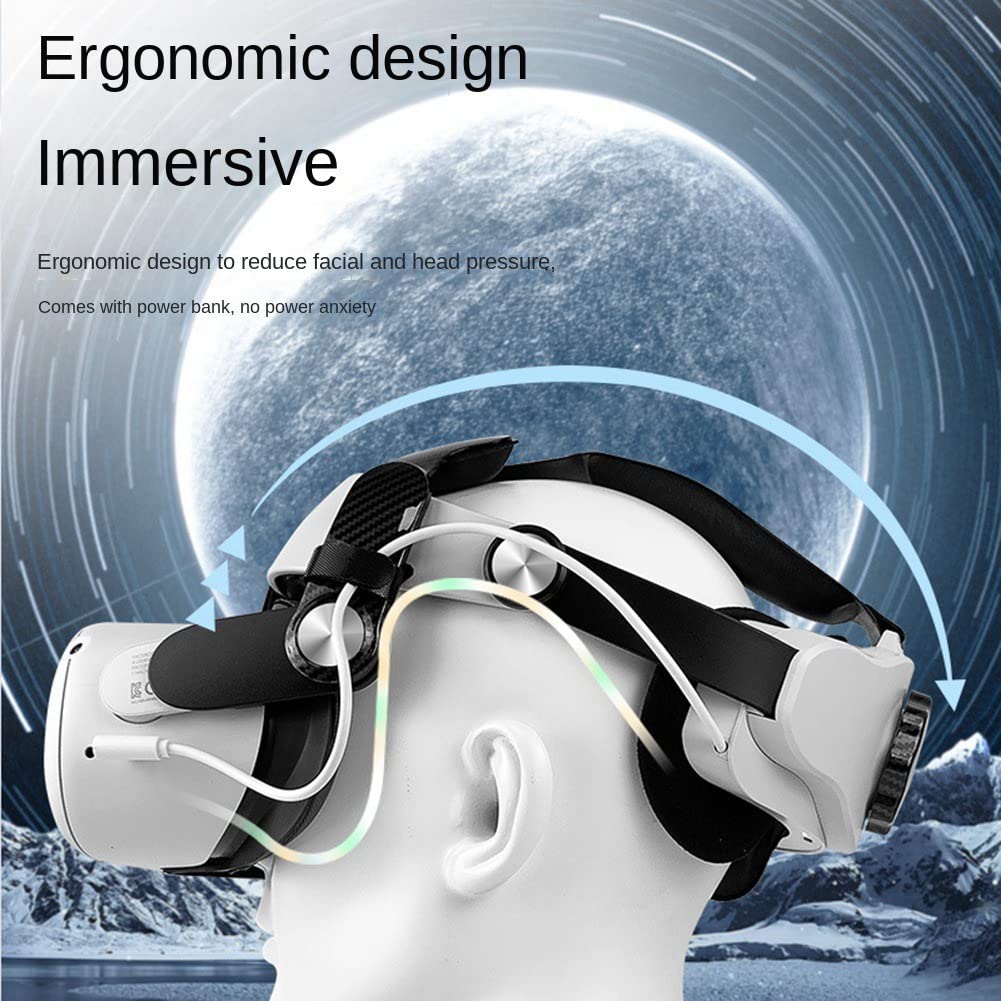 Sangle de TêTe pour avec Batterie IntéGréE 5300MAh, Prolonge la DuréE de Lecture en VR, Accessoire de Remplacement pour la Sangle Elite