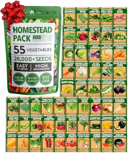 HOME GROWN 𝗨𝗦𝗔 𝗣𝗥𝗘𝗠𝗜𝗨𝗠 55 Vegetable Seeds Pack 28,000+ Non-GMO He...