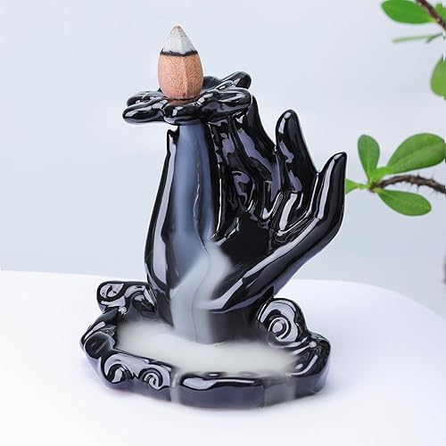 Miniatura 1 de WEWAYSMILE Buddha - Quemador de incienso de mano con reflujo, quemador de incienso en cascada, fuente de incienso de cerámica, soporte de incienso