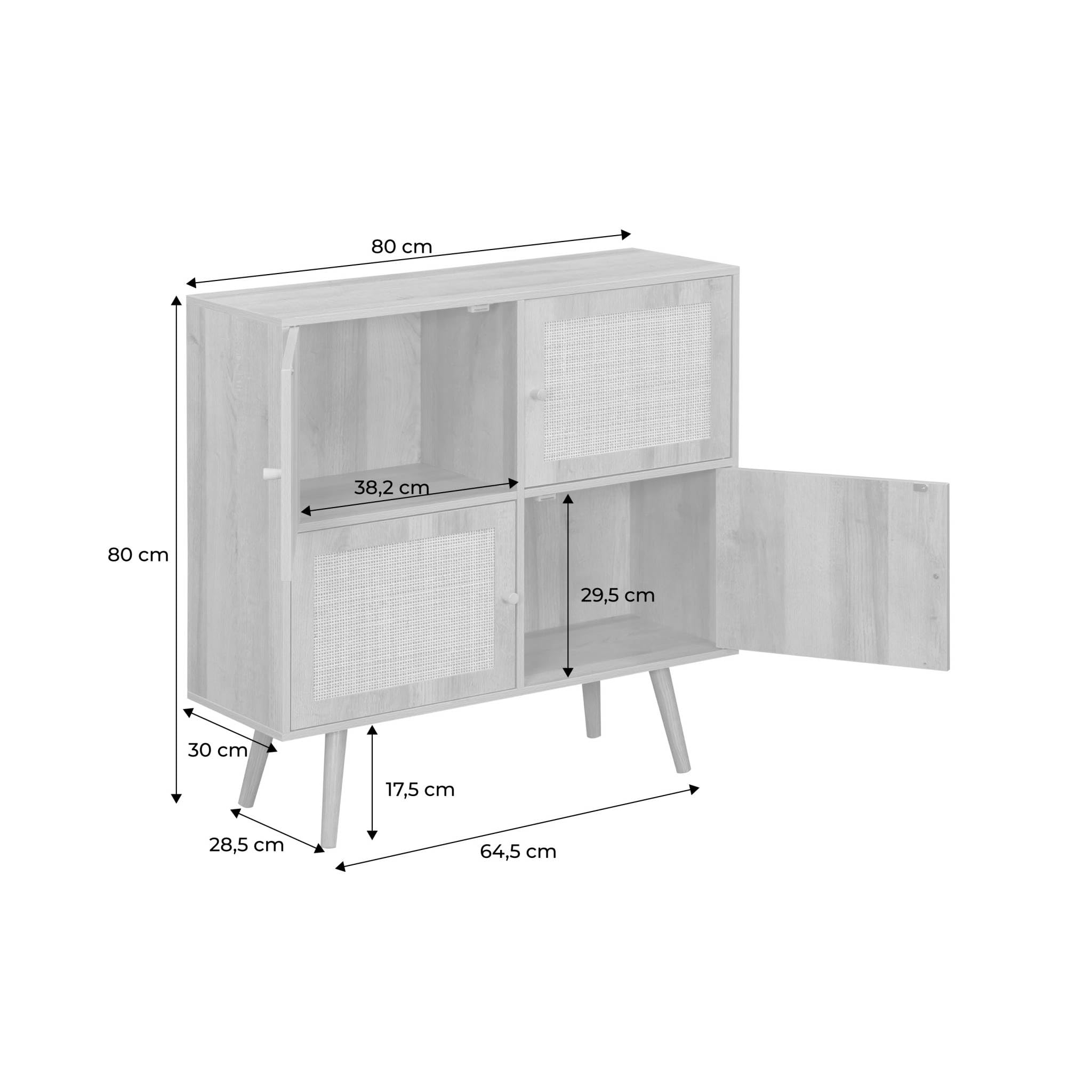 sweeek - Commode Enfant décor Bois 4 Portes en cannage