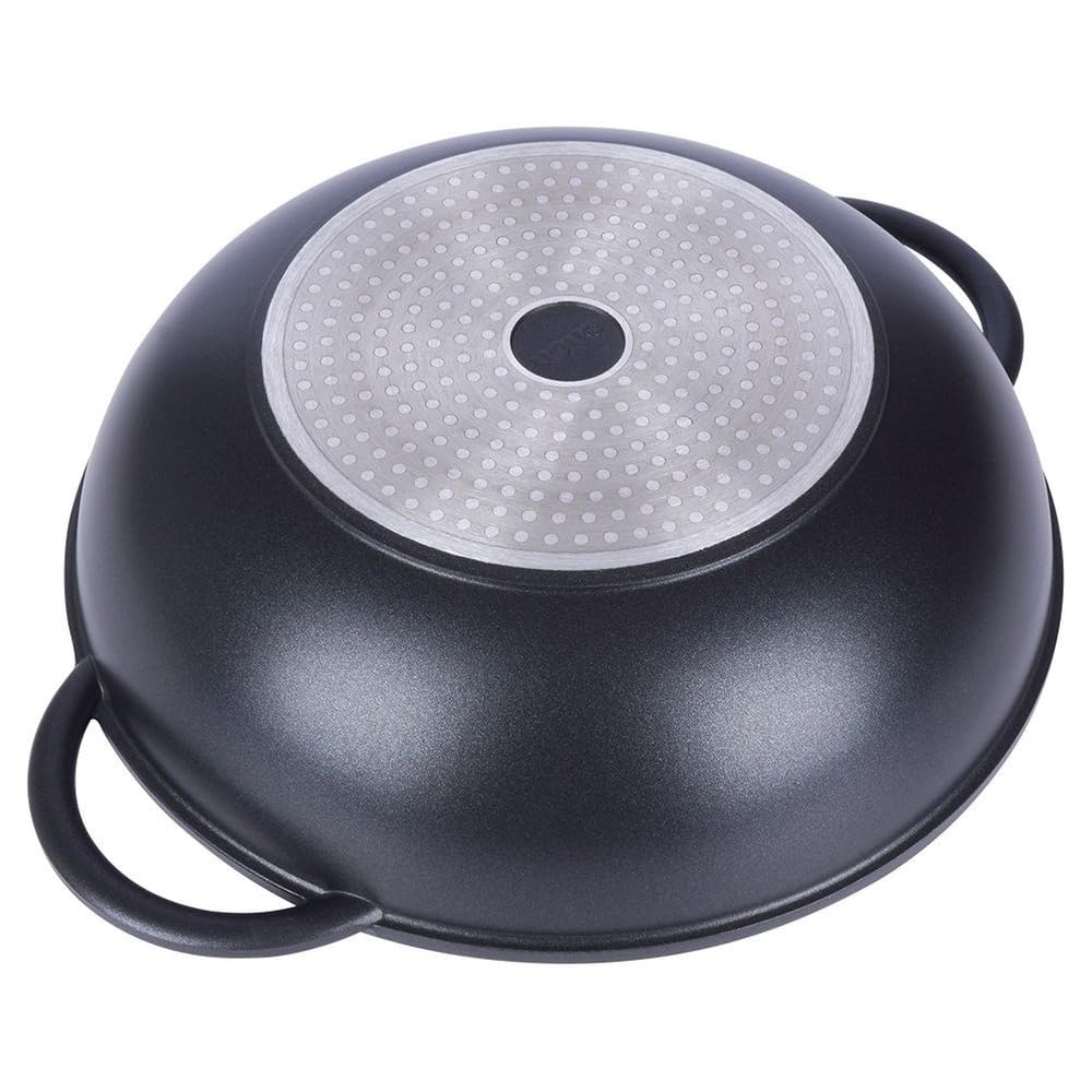 orion group Grande patelnia wok 32 cm ze szklaną pokrywką, powłoka granitowa, nieprzywierająca, indukcyjna, nadaje się do mycia w zmywarce, nie zawiera PFOA, do wszystkich rodzajów kuchenek, czarna