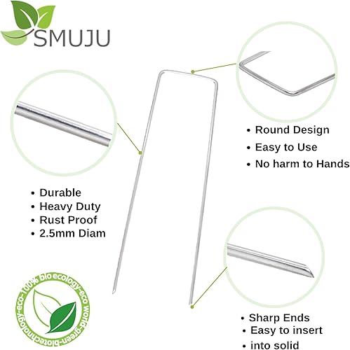 Miniatura 2 de 25 piezas grapas de paisaje, grapas de jardín de 6 pulgadas, estacas galvanizadas para paisaje, estacas resistentes en forma de U para asegurar la