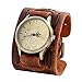 YingHwa Punk Men's Watch Retro Do Old Style Braided Leather Bracelet Retro Hip Hop Wide Strap (Light Brown(Soft Leather))