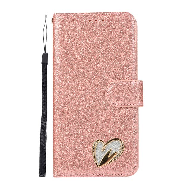 Phone case - Love Jewell Case For Samsug Galaxys A50 A40 A70 A20E 2019 Glitter Bling Leather Flip Case For Samsungs A 50 70 40 20E Phone Cover (rose gold For Samsungs A40)