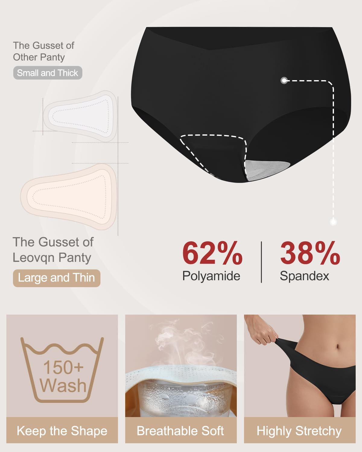 Camel Toe Concealer Underwear for Women V Waist Cameltoe Proof No Show Panties Seamless Workout Underwear - Image 5