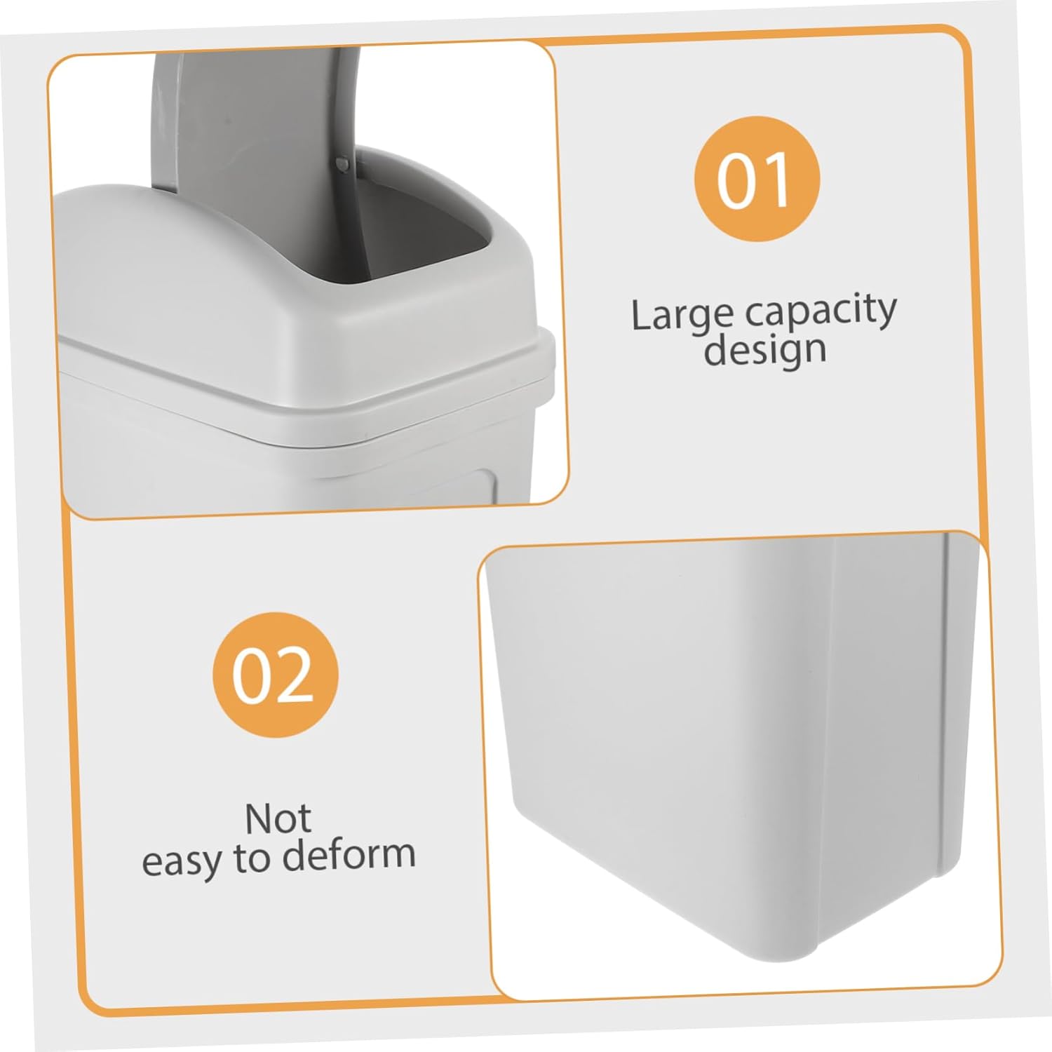 Step Lid Trash Can Kitchen 45L Large Capacity Flip Lid Trash Can White Thicken Plastic Garbage Can with