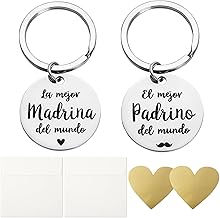 COLOFALLA Gift for Godparents, 2 x Keychains + 4 x Scratching Stickers, The World's Best Godmother/Godfather, metallic silver, One size