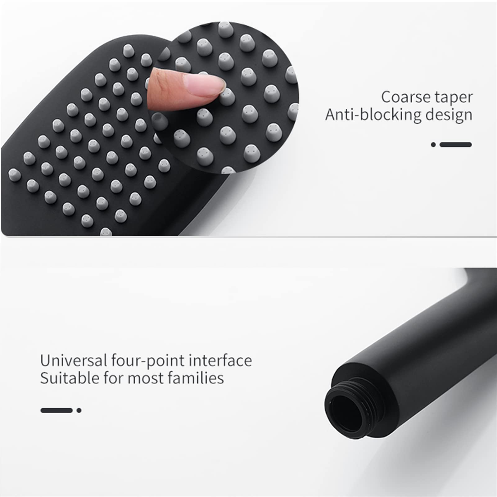 Soffione doccia portatile con tubo flessibile, staffa ottone, soffione doccia portatile ad alta pressione, soffione doccia a pioggia nero, soffione doccia quadrato, ugelli anti-intasamento