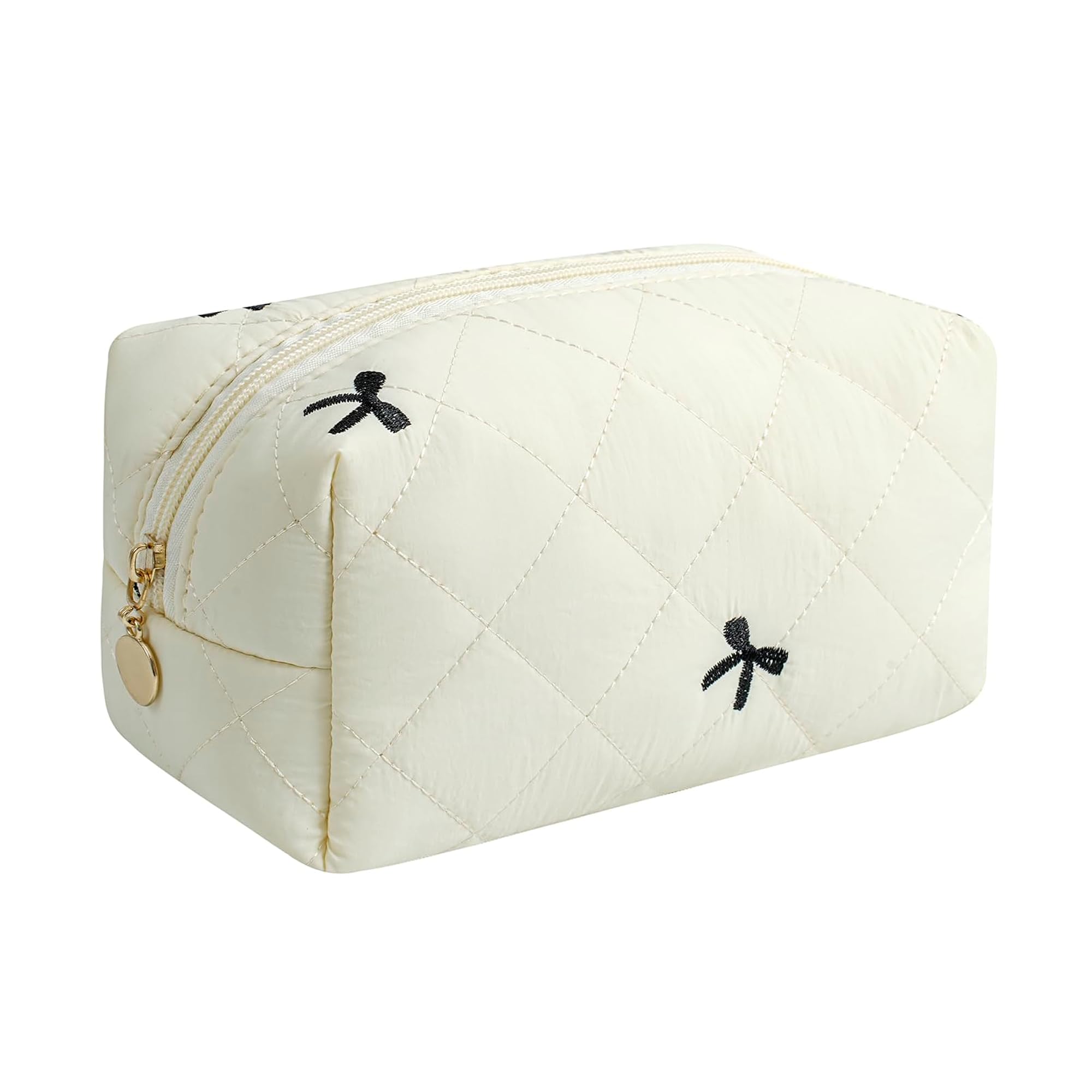 Small Quilted Floral Makeup Bag, Travel Toiletry Pouch