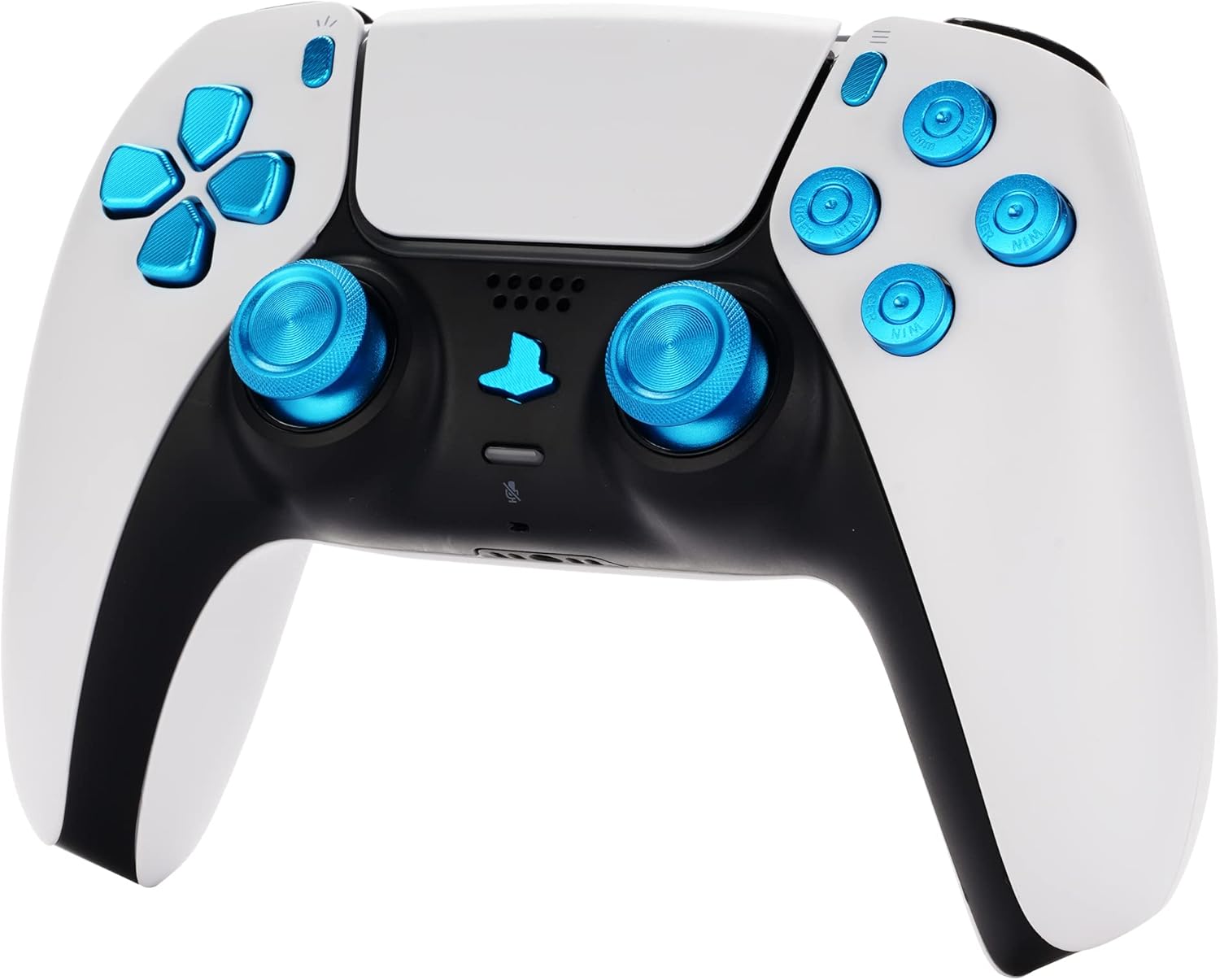 Avericht Metal ABXY buttons Dpad Thumbsticks for PS5 Controller, Metal Aluminum Bullet Buttons & Dpad & Analog stick Replacement Kit for PS5 Controller (Blue)