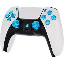 Metal ABXY Button Dpad Thumb Stick for PS5 Controller, Metal Aluminum Bullet Button Dpad Analog Stick Replacement Kit for PS5 Controller Blue