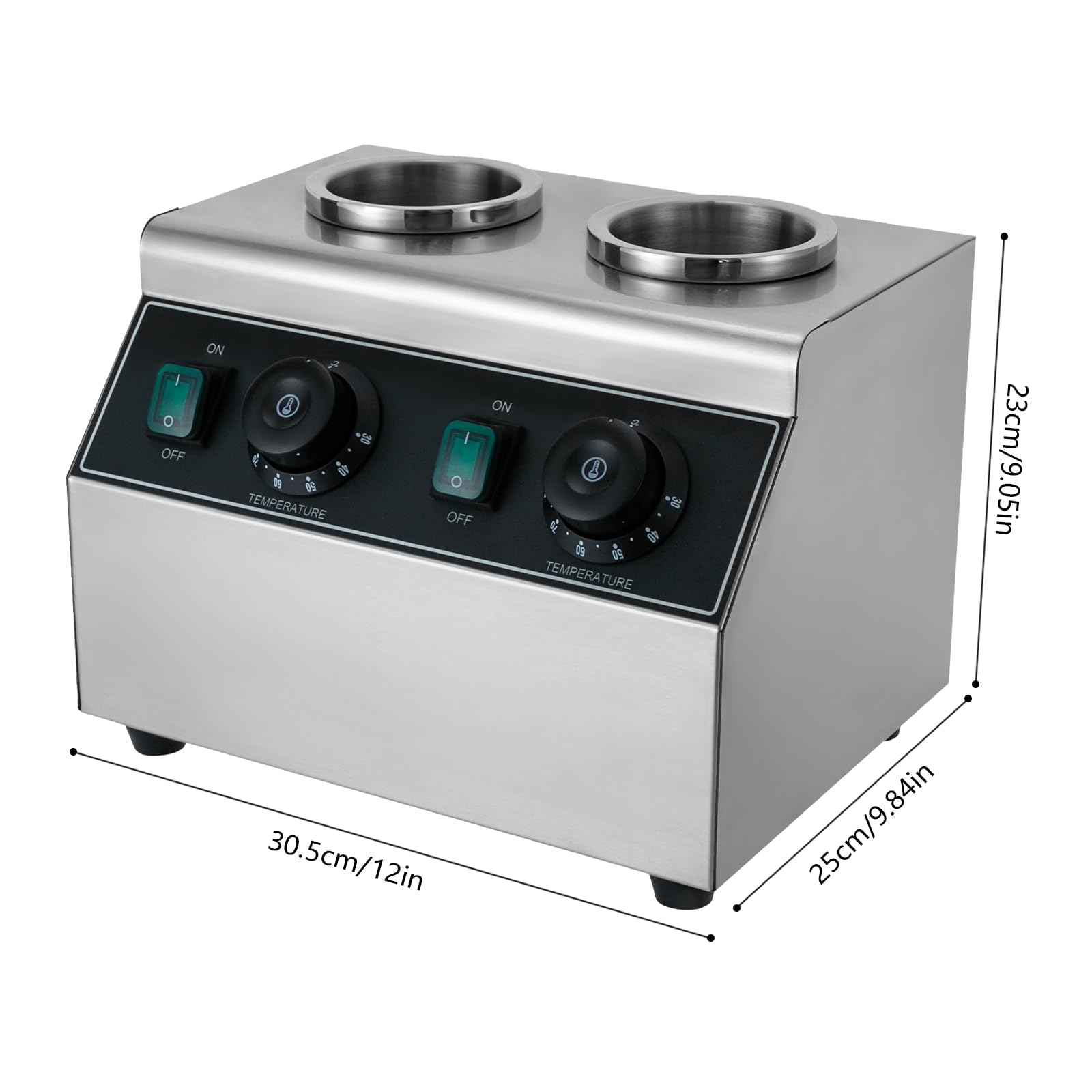 NTINGDE Electric Sauce Bottle Warmer 0.72x2Qt Commercial Electric Sauce Warmer 400W Hot Chocolate Warmer 86-176°F Sauce Warmer Dispenser Double Bottles Cheese Warmer for Home Restaurant