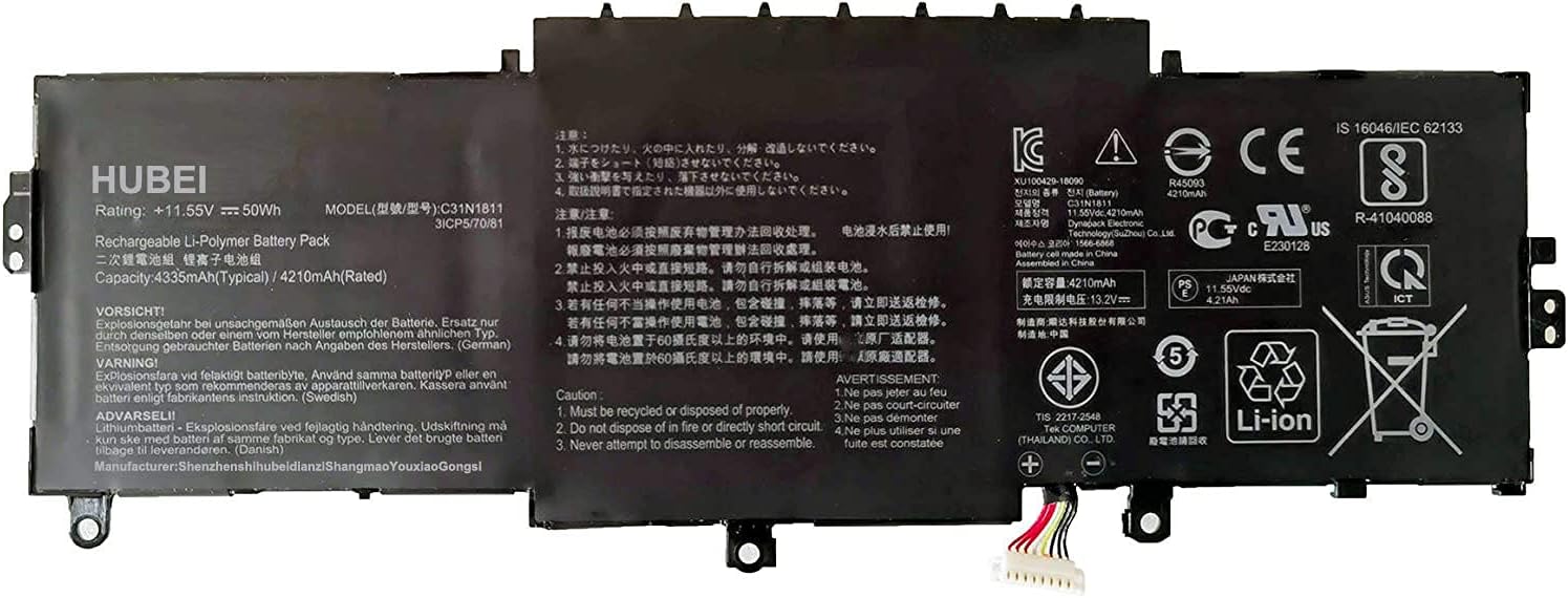 C31N1811 C31POJ5 Laptop Battery Replacement for Asus ZenBook 14 UX433F UX433FA UX433FN RX433F RX433FA RX433FN BX433F BX433FN U4300F U4300FA U4300FN Deluxe13 Deluxe14 UX433FN-A6145T Series(11.55V 50Wh)