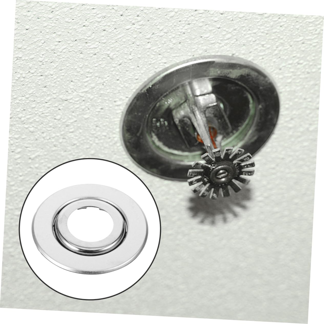 Mobestech Lot de 5 Cache-tuyaux Décoratifs en Acier Inoxydable, Couvercles Doubles pour Tête de Sprinkler Incendie 6 Points, Brides Universelles Compatibles, Protection Sprinkler Incendie