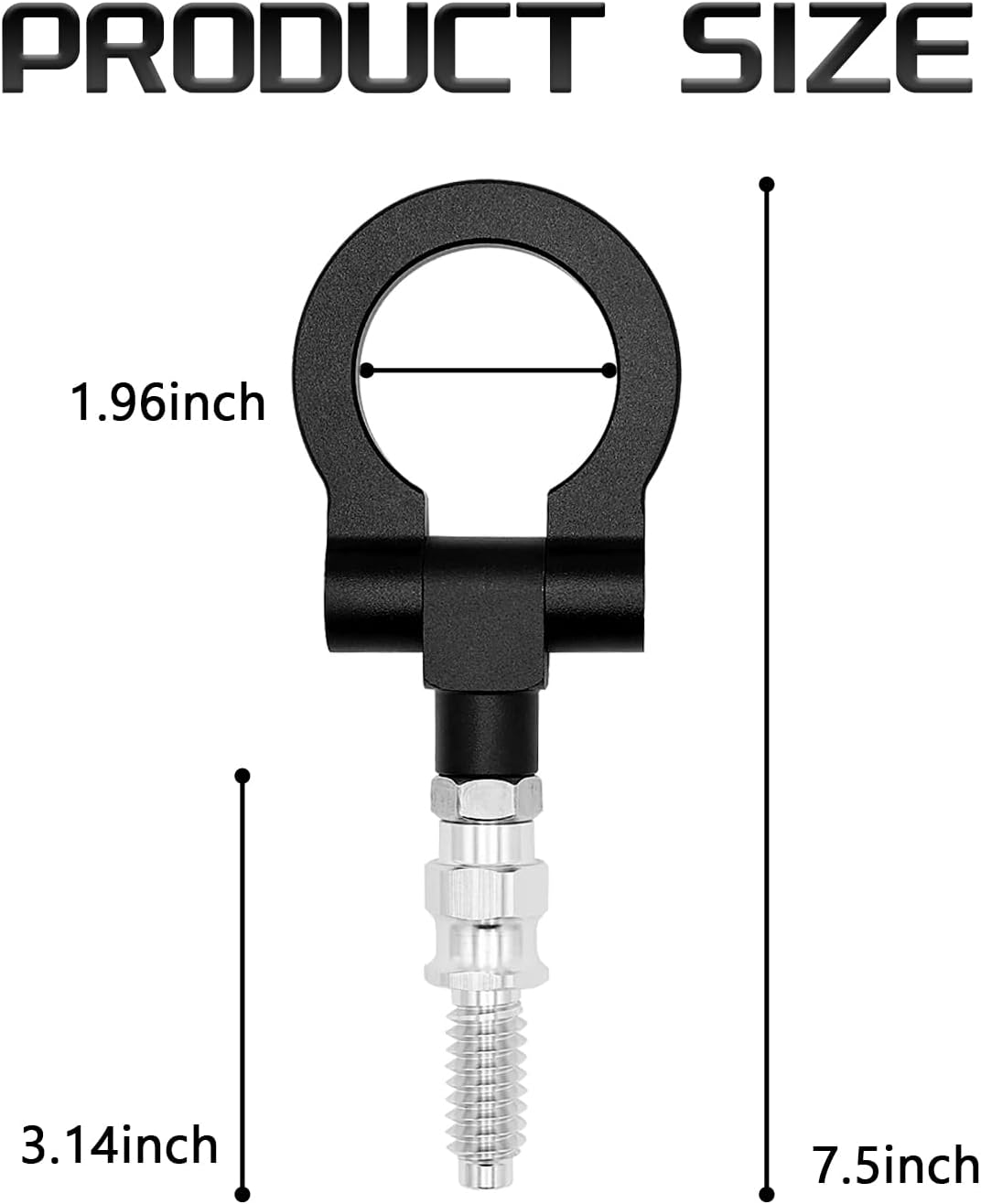1PC Car Front Bumper Tow Hook, Aluminum Waterproof Vehicle Tow Pull Ring, Universal Foldable Screw-in Racing Towing Car Accessories for Truck, SUV and Cars Repair（Black） image 2
