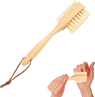 KMYZQDV Wooden Nail Brush for Toenail Fingernail Cleaning Natural Wood Handle Brushes for Under Nails Toe Hygiene Hand Care Dual Sided Wooden Brush with Handle for Regular Nail Cleaning Routine