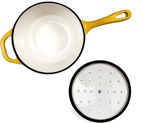 Miniatura 10 de HAWOK Cacerola de hierro fundido esmaltado de 2 cuartos de galón, color azul