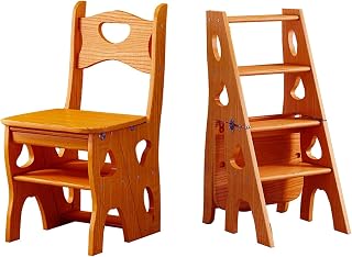Silla plegable de madera ligera para biblioteca, taburete multifuncional de 4 escalones, estante portátil para uso en interiores y exteriores, 35 x 47,5 x 88 cm