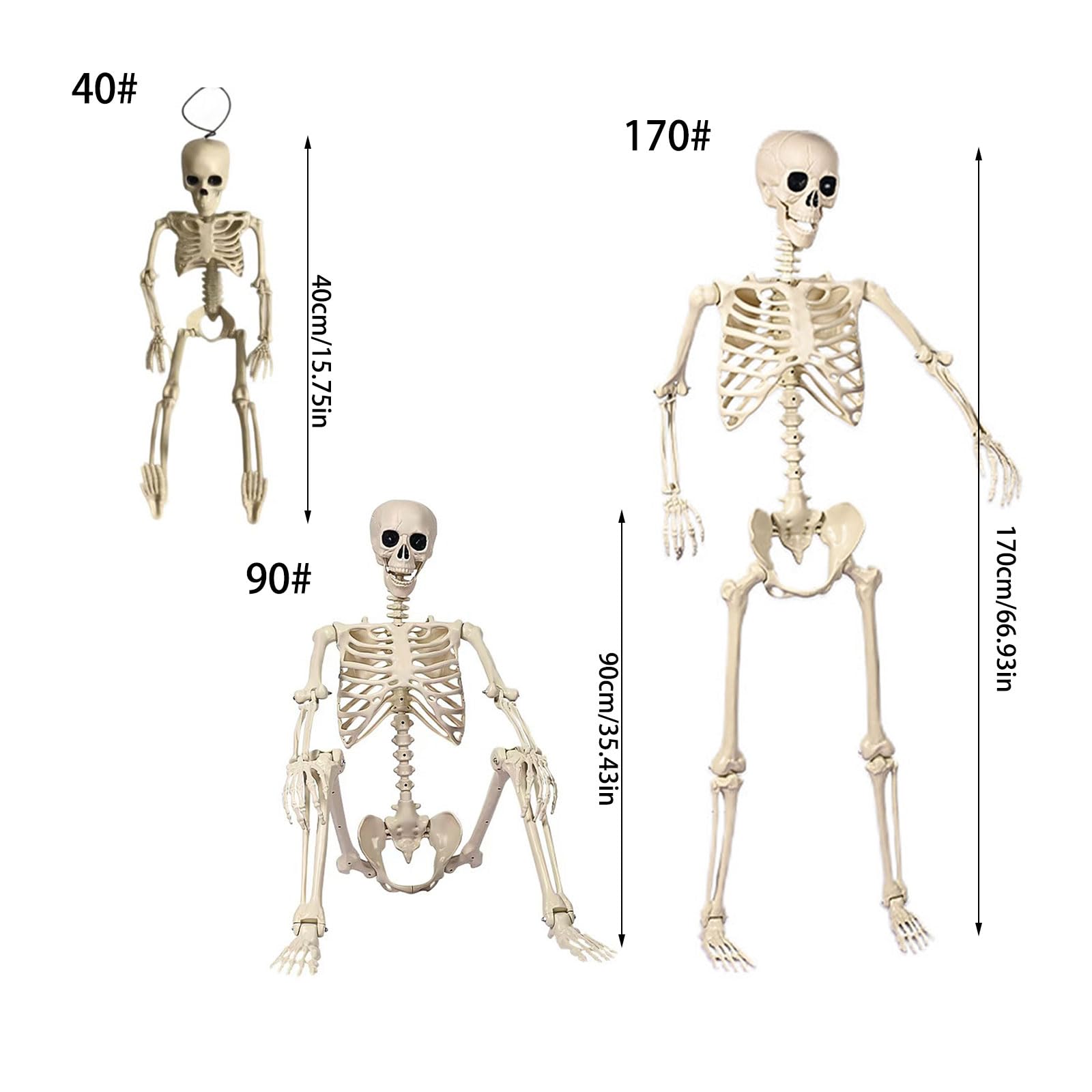 Esqueleto de halloween de tamaño real con conexiones flexibles, resistente para interiores/exteriores, para fiestas al aire libre, decoración del hogar