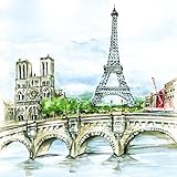 20 Servietten 3-lagig 20 Servietten Paris in Wasserfarben für Liebhaber von Frankreich und Reisen 33x33cm