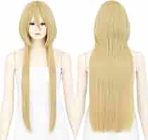 【エアリー まとめ売り】ロングストレートウィッグ イエローゴールド 100cm エアリー まとめ売り】ロングストレートウィッグ イエロー