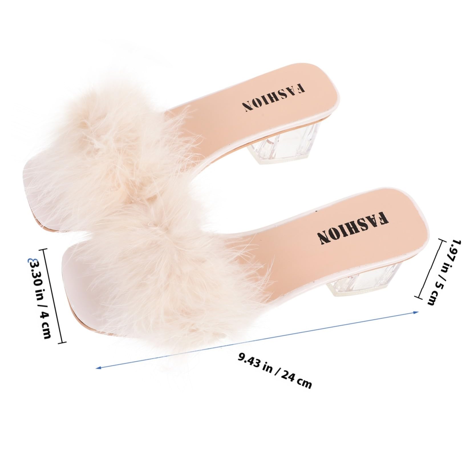 Healvian Pantuflas de Tacón Peludo para Mujer Talla 38 Beige