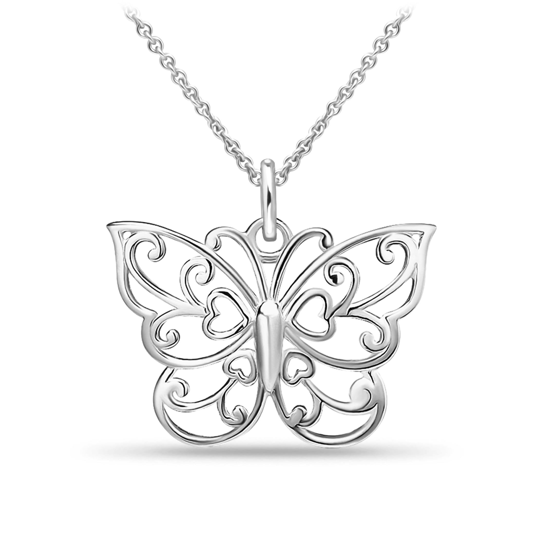 SEA OF ICE Silver Butterfly Necklace – 18 Inch Sterling Silver Butterfly Chain – Elegant Filigree Pendant Necklace for Women– Skin Friendly Necklaces