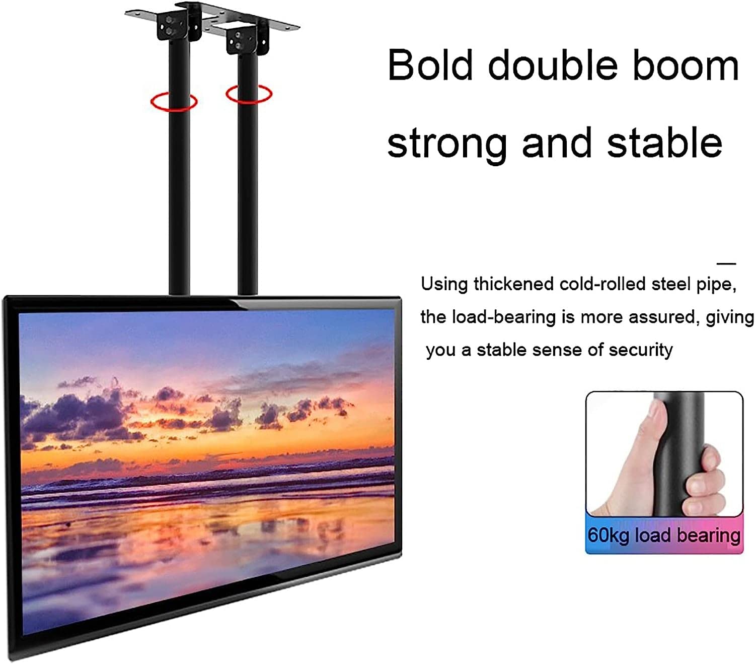 Soporte telescópico para TV de techo para televisores de pantalla plana de 40 a 90 pulgadas, VESA máximo 900 x 600 mm cargado hasta 60 kg